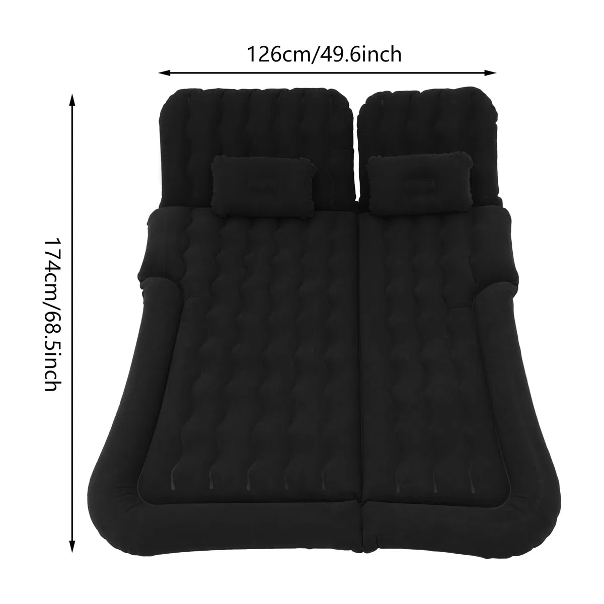Colchón de aire para coche, SUV, camping, capacidad de carga de 250 kg, colchón inflable para coche, colchón, maletero, plegable, cama para coche, con bomba inflable, 2 reposacabezas, bolsa de