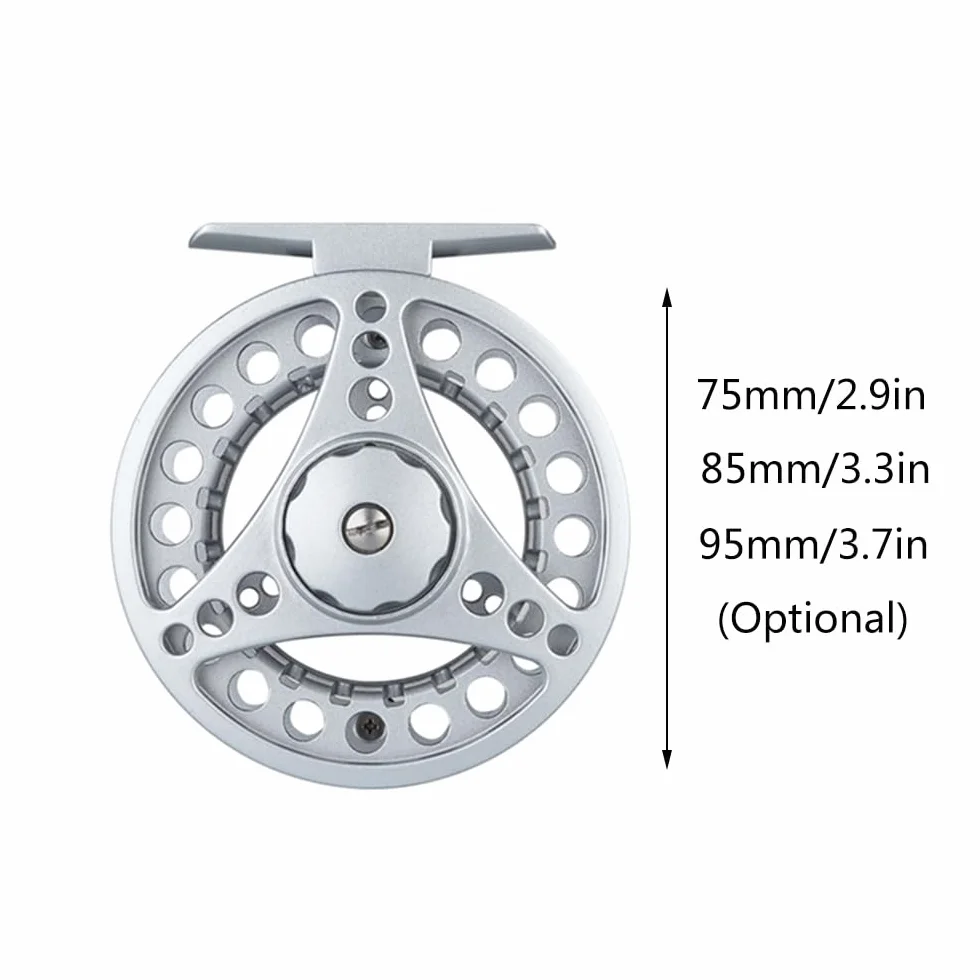 Carrete de pesca con mosca de aleación de aluminio, carretes de mosca para mano izquierda y derecha, río, lago, mar, pesca en aguas tranquilas, tamaño # 7/8, 5/6, 3/4 (negro/plateado)