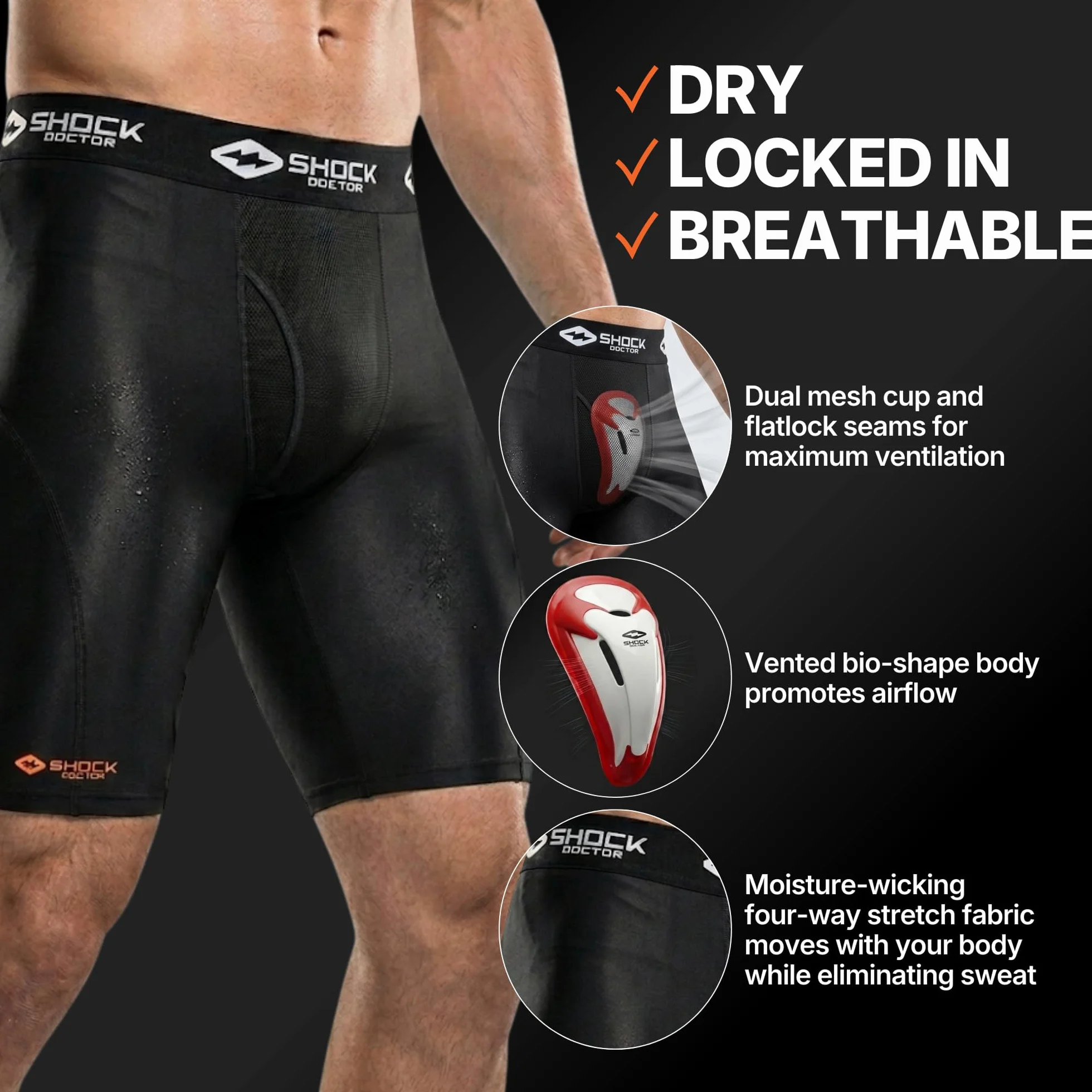 Shock Doctor Core Compression Bioflex Cup Pantalones Cortos Hombre
