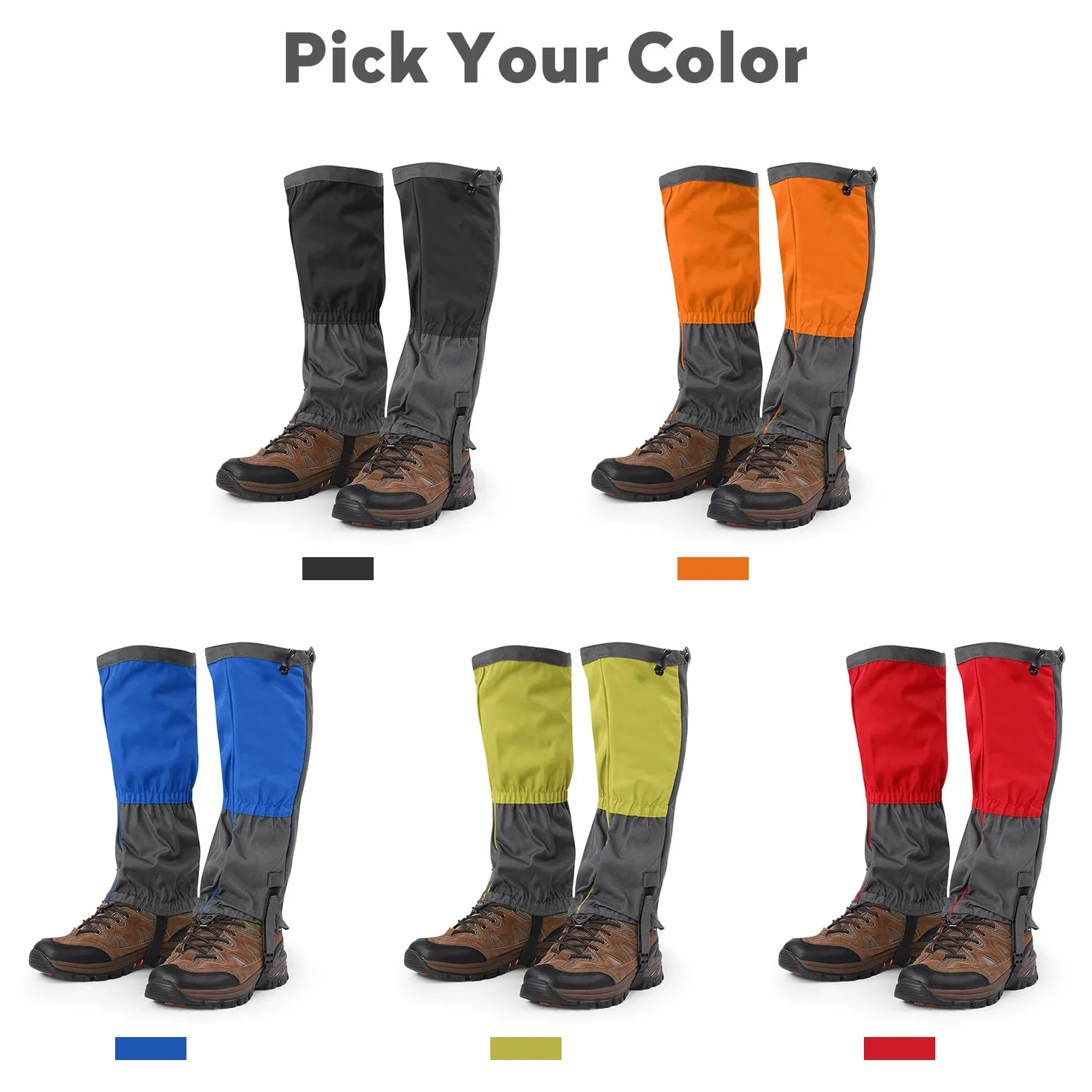 Polainas para Piernas de Nieve, 1 Par de Polainas Impermeables de Tela Oxford para Exteriores, a Prueba de Viento, para Senderismo, para Raquetas de Nieve, Escalada, Esquí, Motociclismo(Negro)