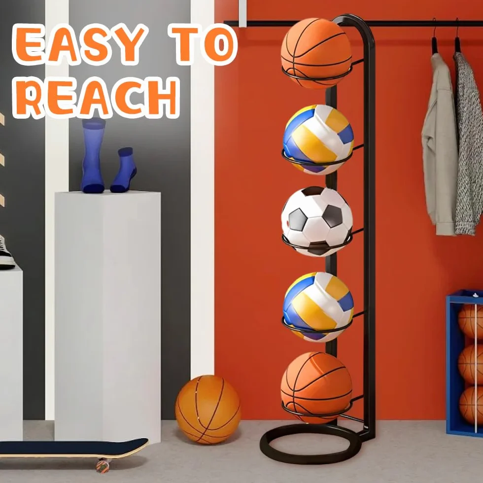 Estante de Almacenamiento de Pelotas 5 Niveles Soporte Vertical para Balón de Fútbol Baloncesto