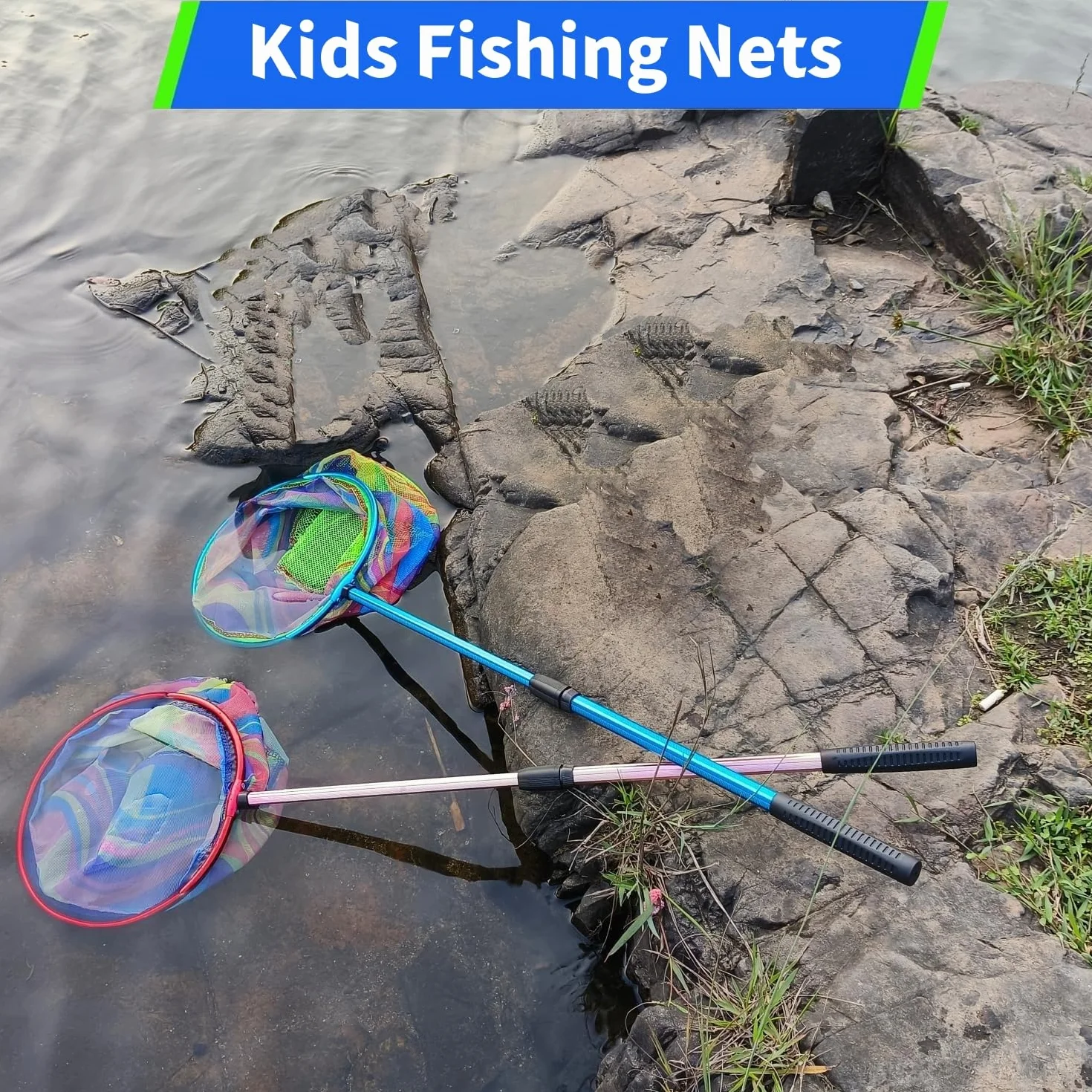 KAHEIGN 3 Piezas Redes de Pesca para Niños, 95CM Red Telescópica Extensible 68-95CM para Mariposas Insectos Peces