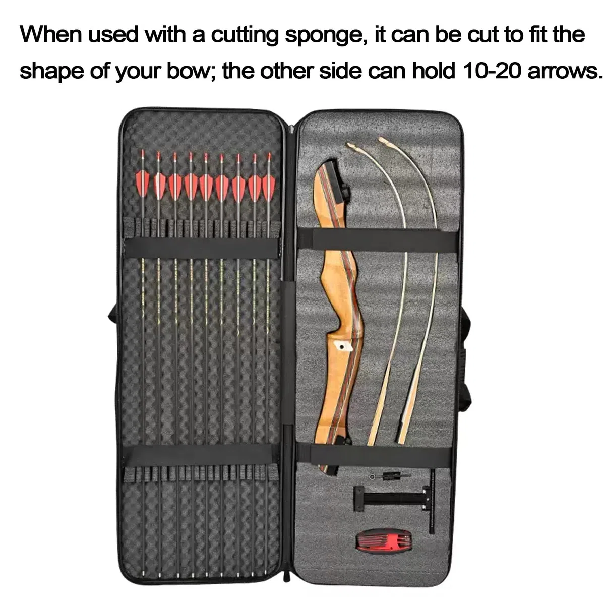 Fundas Rígidas para Rifles Plástico ABS Estuche Táctico Multiusos para Arcoi Recurvo con Asa de Transporte y Bandolera Forrado de Espuma para Viajeros, Aficionados Al Tiro, y Cazadores