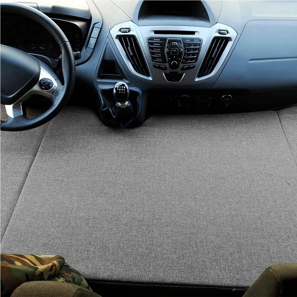 K´Foam Colchón Plegable Cama Delantera Camper Compatible con F. Transit y F. Transit Custom (+2013), Color Gris