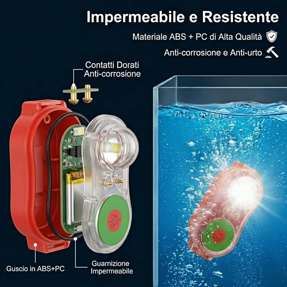 Luces de chaleco salvavidas LED con activación de agua – Juego de 4/8 piezas – Rojas y Verdes para Emergencia en el Mar para Supervivencia en Agua de Emergencia