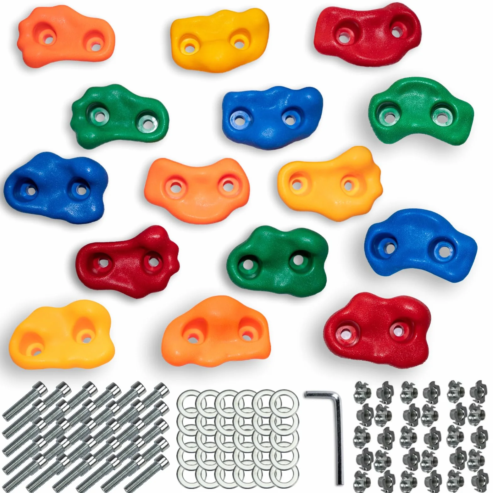 CIMOYBAI 15 Piezas de Soportes de Escalada, Piedras de Escalada para Niños al Aire Libre, Soportes de Pared de Escalada Niños con Tornillos de Fijación para Torre