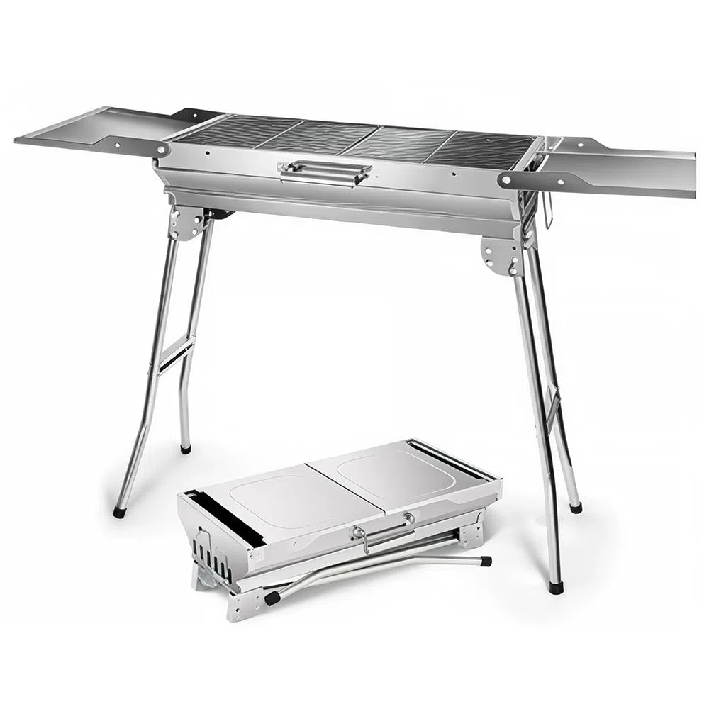 CREVICOSTA QUALITY MARK MARCAS DE CALIDAD - Parrilla grande de doble asa (acero inoxidable) open 112 * 30 * 71cm. fold: 60 * 30 * 18cm