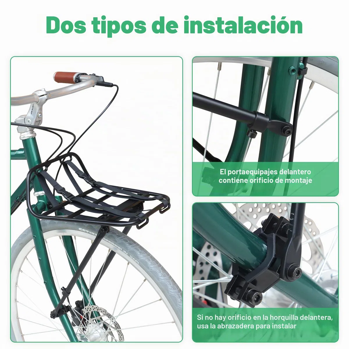 ZUKKA - Portaequipajes de bicicleta delantero - Carga máxima de 15 kg - Aleación de aluminio - Apto para bicicletas de 24-29 pulgadas 700C para bicicleta de montaña y bicicleta de carretera