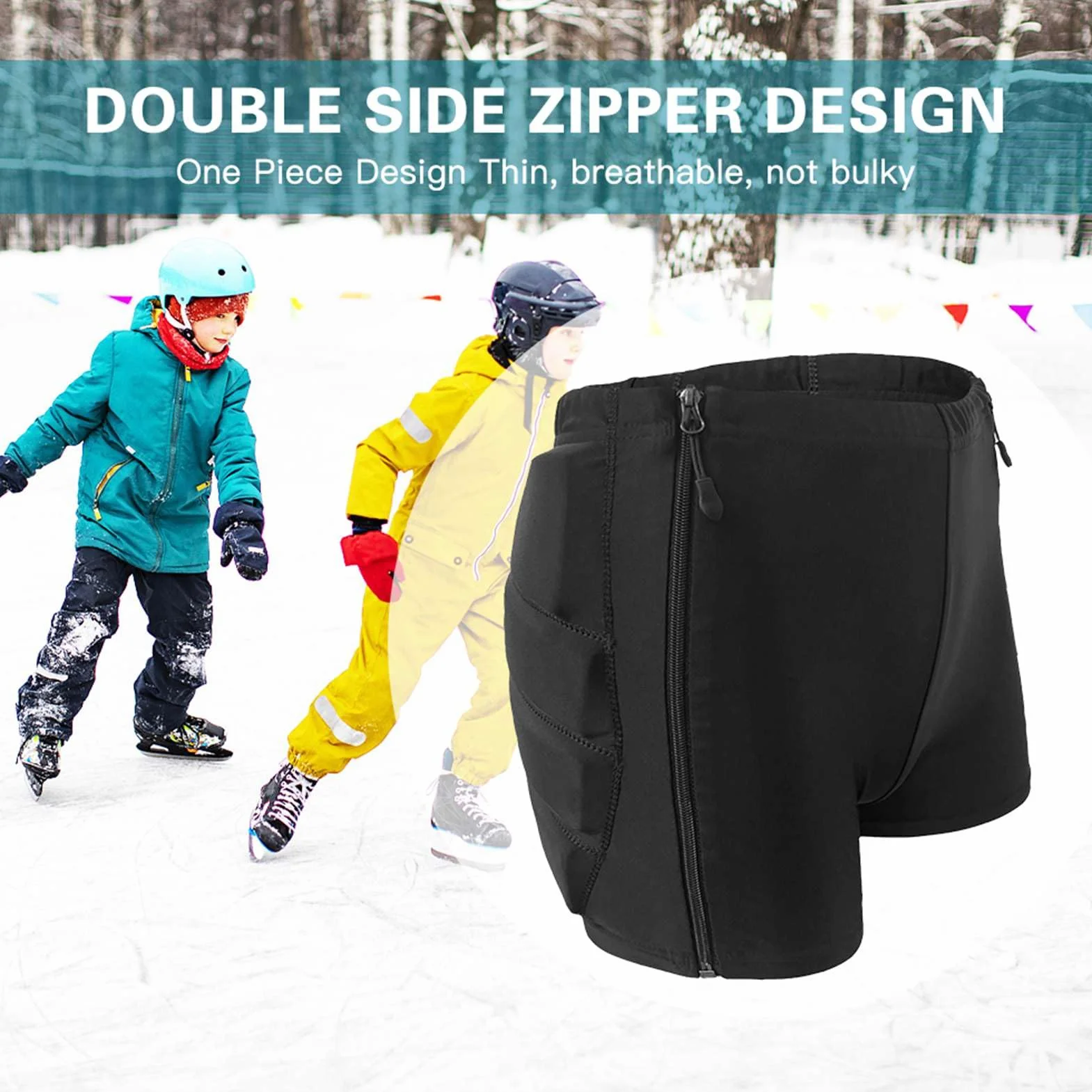 Almohadilla para patinar, acolchado grueso protección de la cadera pantalones cortos niños almohadilla trasero patinaje protector de almohadilla de trasero