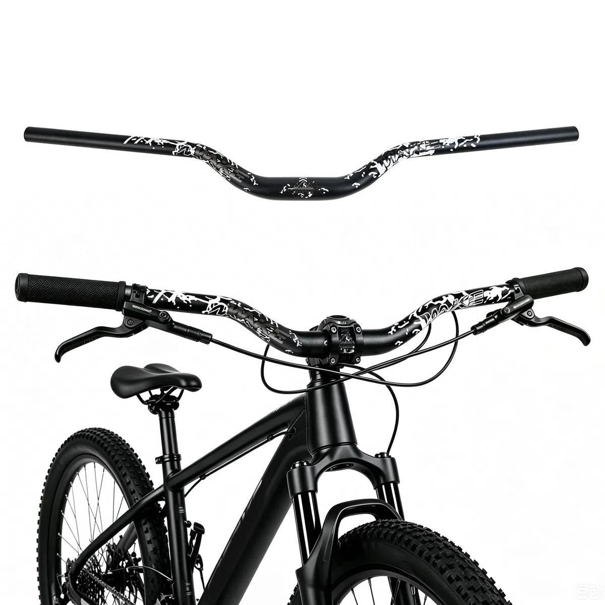 WAKE Manillares para Bicicleta 31,8mm*720mm Extra Largos Manillar Ancho Mangos de Aleación de Aluminio 55mm Riser Bar para MTB Ciclismo en Carretera (Negro)