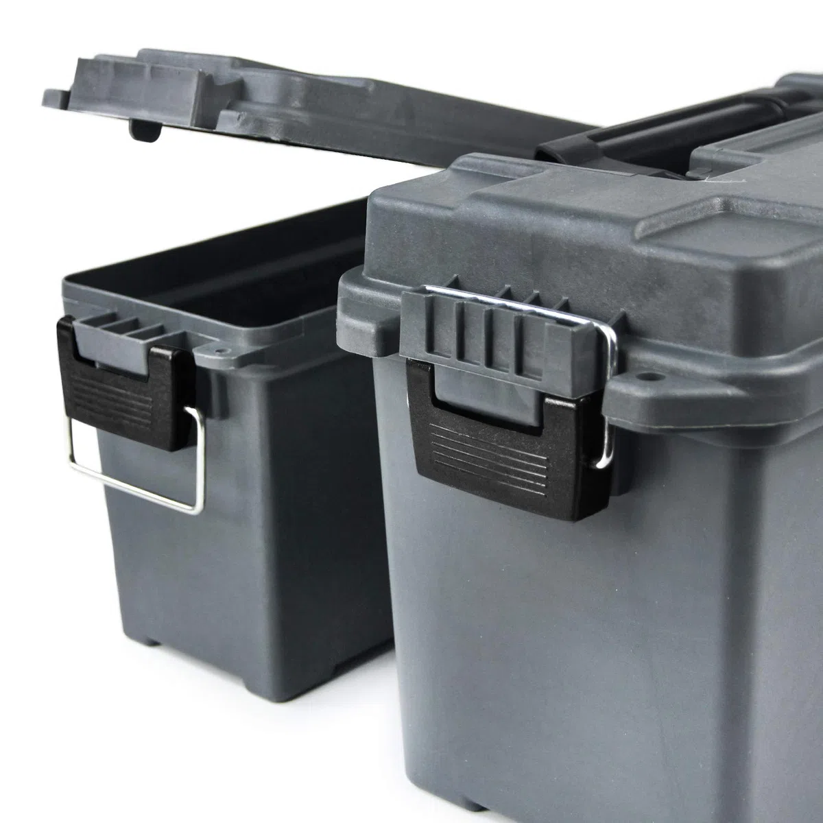 GUGULUZA Caja de Municion de plástico Hermética Ammo Box, Combo de 2, Gris
