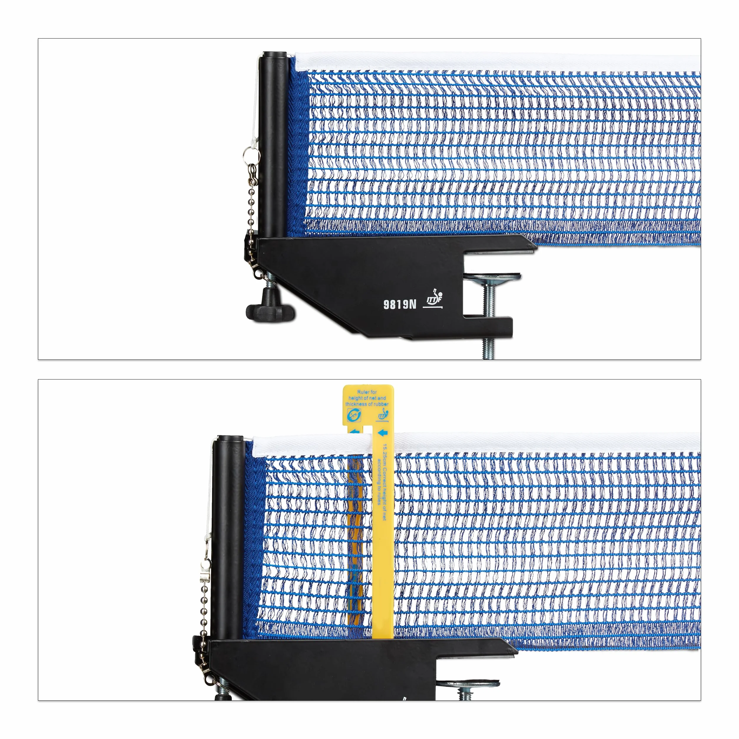 Relaxdays Ping Pong Tenis de Mesa Profesional 19.2 x 23.5 cm 2 Postes Red Azul