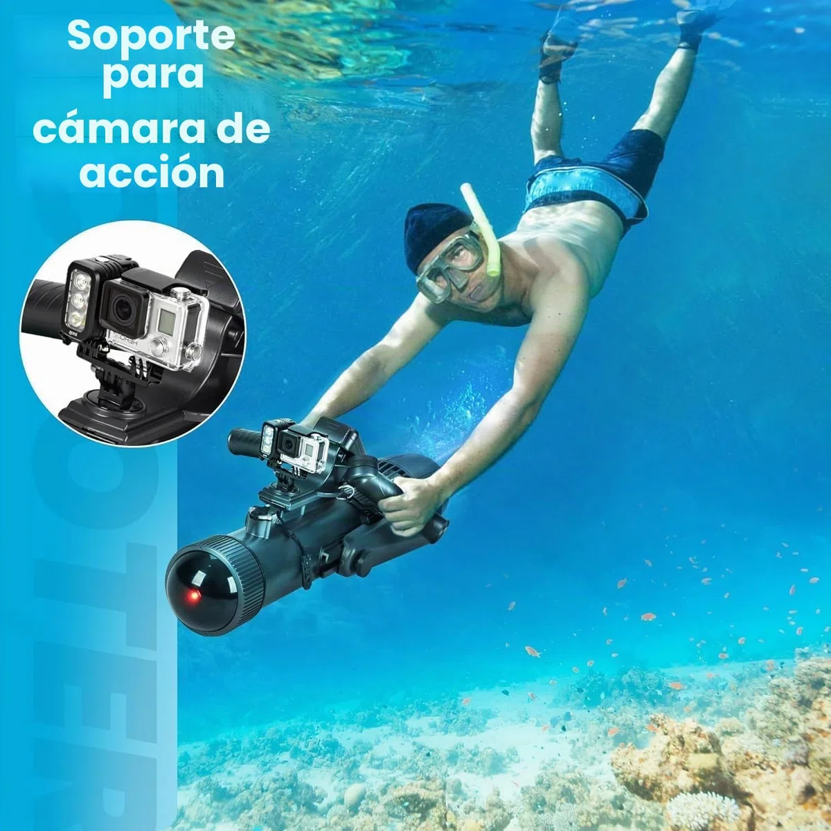 Camolech 900W Aleta eléctrica para SUP - Scooter submarino de alta velocidad de 2,8 m/s con control remoto, tiempo de ejecución de 130 minutos, motor para kayak, equipo multiusos para surf/buceo