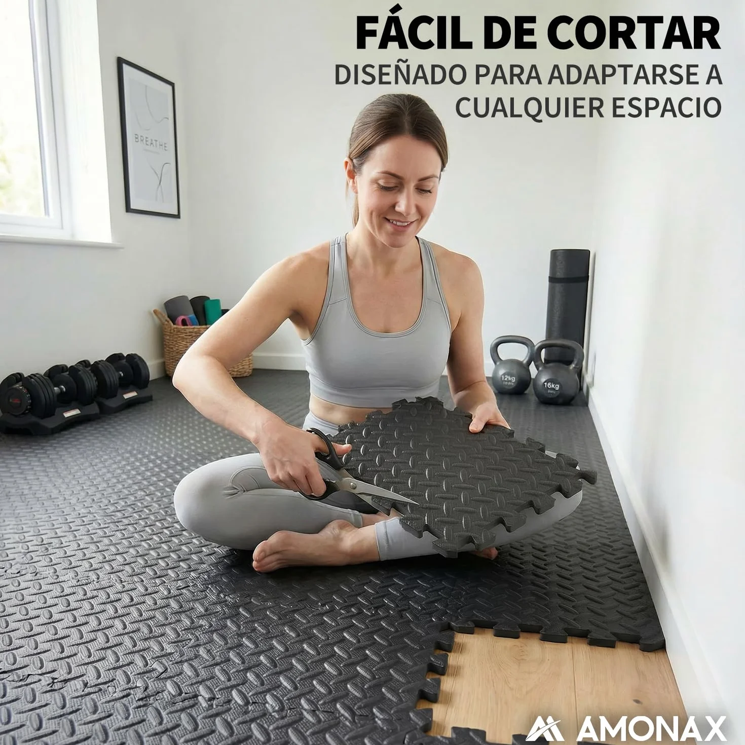 Amonax Suelo Gimnasio Moqueta Puzzle Esterilla Fitness Tatami Baldosas Piso Garaje