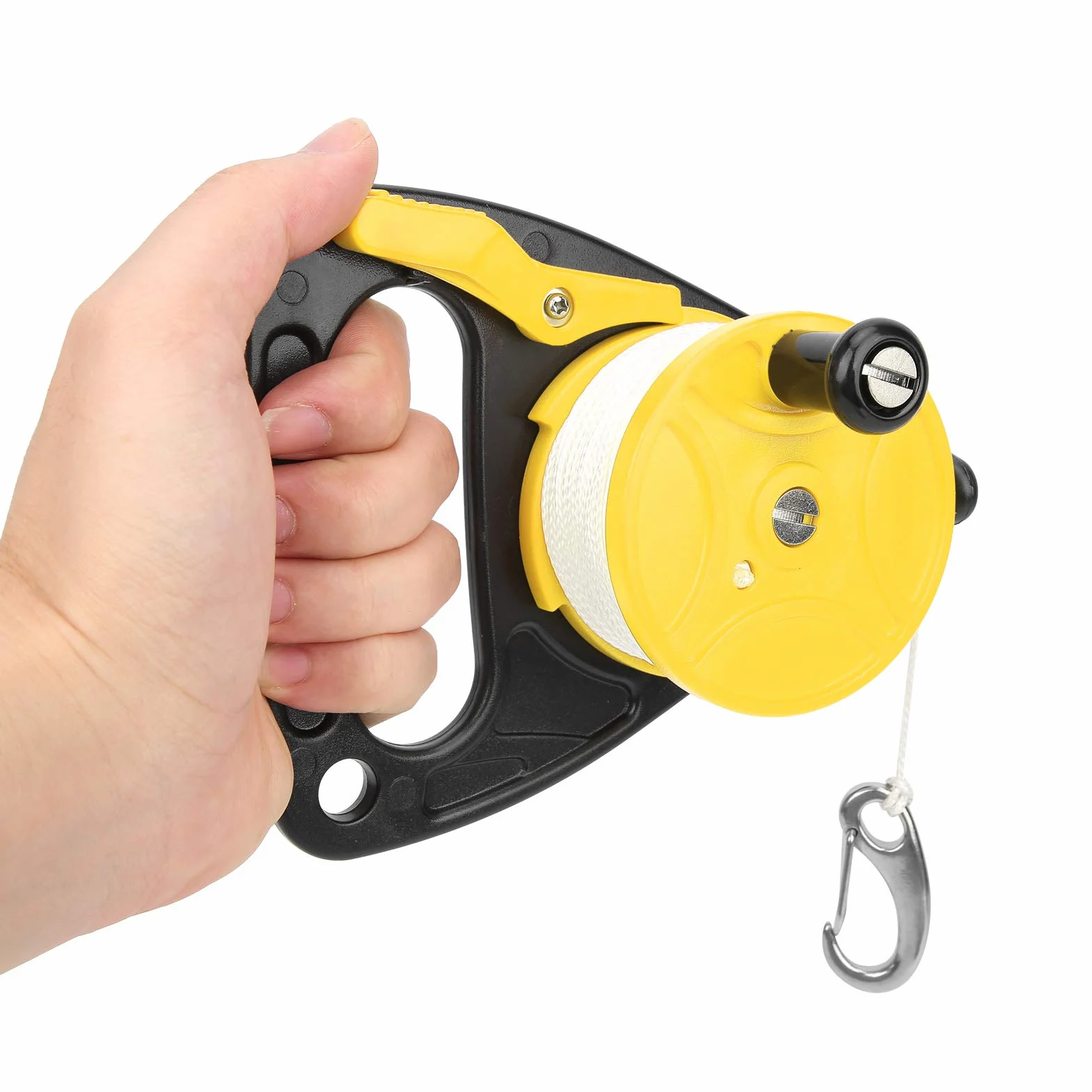 Carrete de línea de Buceo, Carrete de Buceo Compacto de 150 pies Rueda de línea de Buceo Carrete de Buceo portátil para Kayak(Yellow)