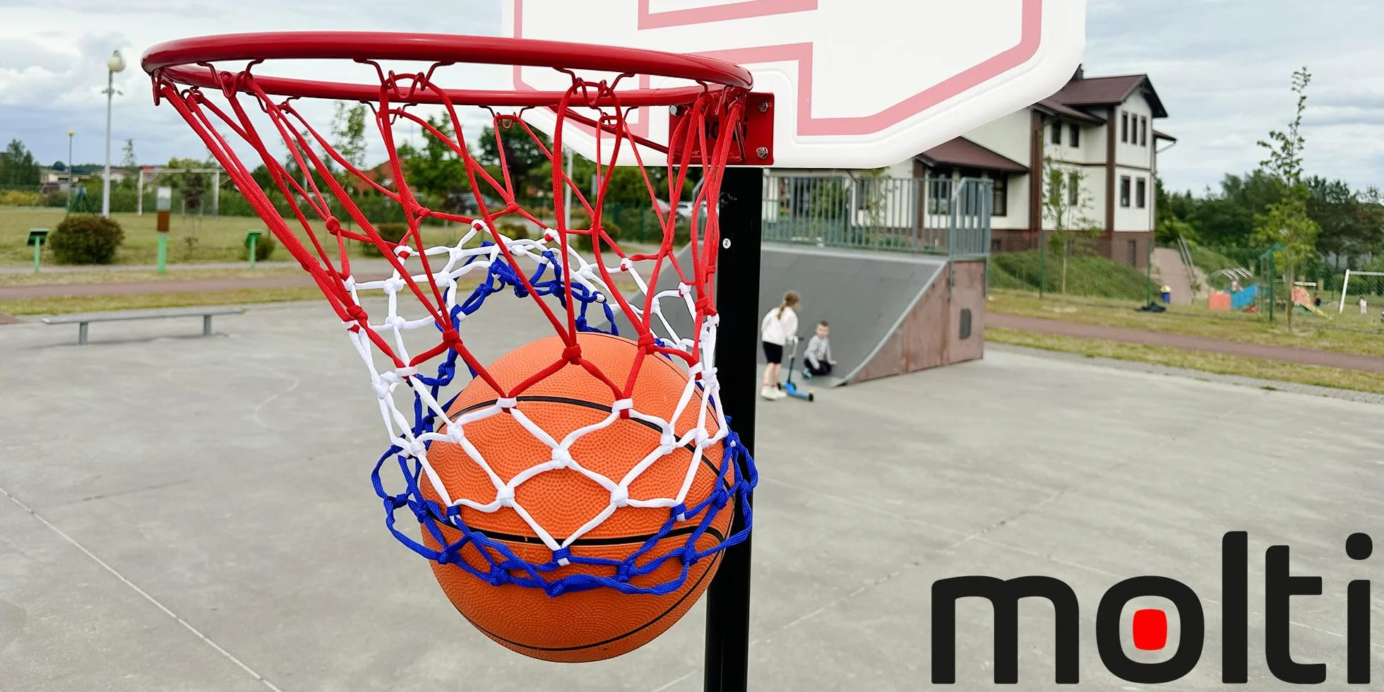 molti Canasta de baloncesto de 45 cm de diámetro, 37 cm de diámetro, anillo de baloncesto con red y tornillos de fijación para exteriores + 4 tornillos de fijación