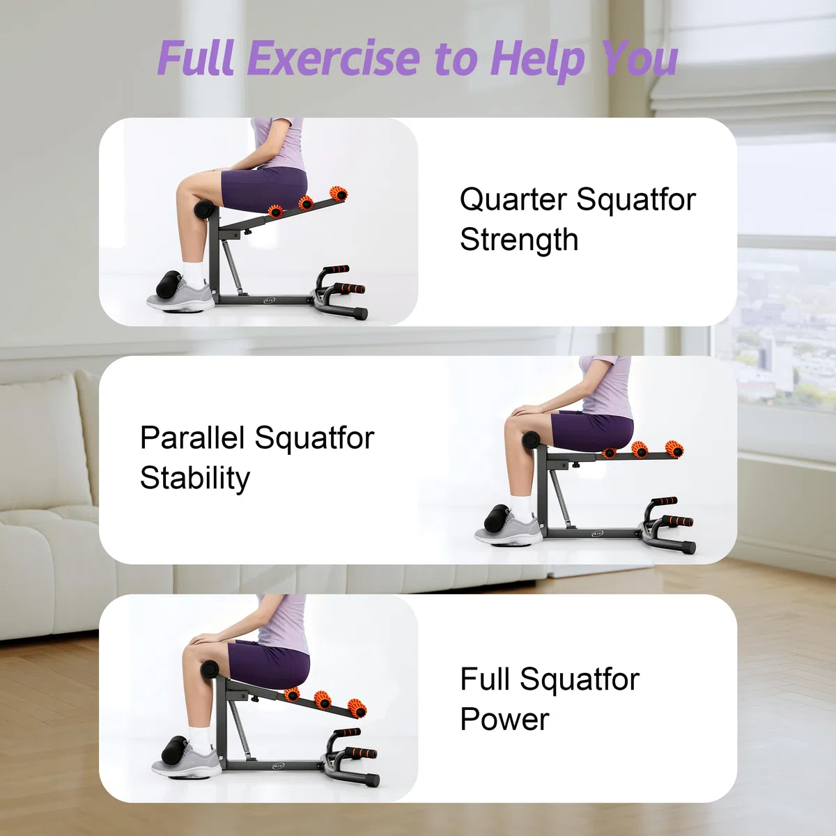 Máquina de Sentadillas Profundas, Entrenador de Glúteos Ajustable, Core y Abdominales para Entrenamientos de Bajo Impacto de Tren Inferior, Ejercicios de Flexiones en Gimnasio en Casa