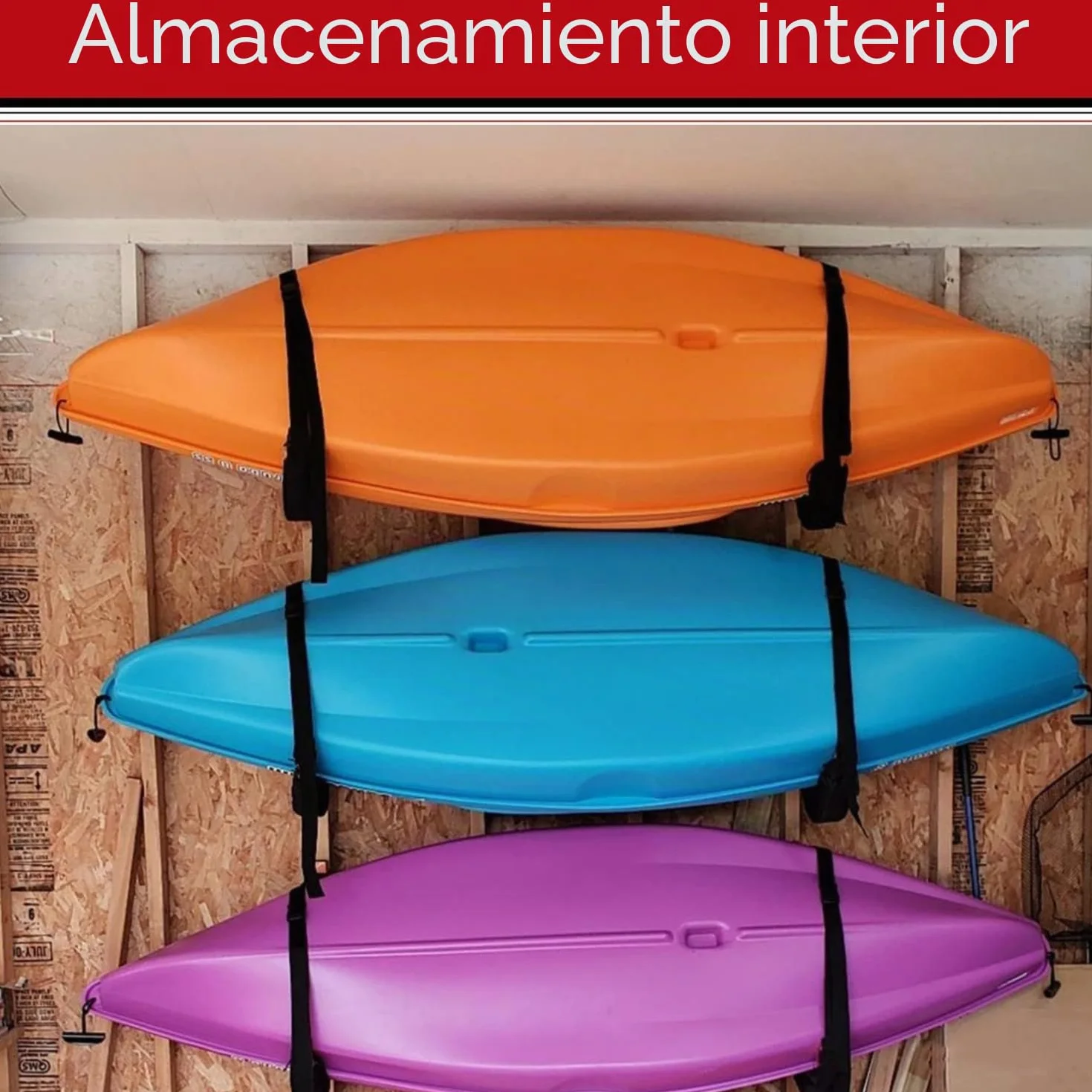 Ganchos de almacenamiento para kayak 38 cm estante de pared colgador de tabla de surf resistente carga máxima 68 kg