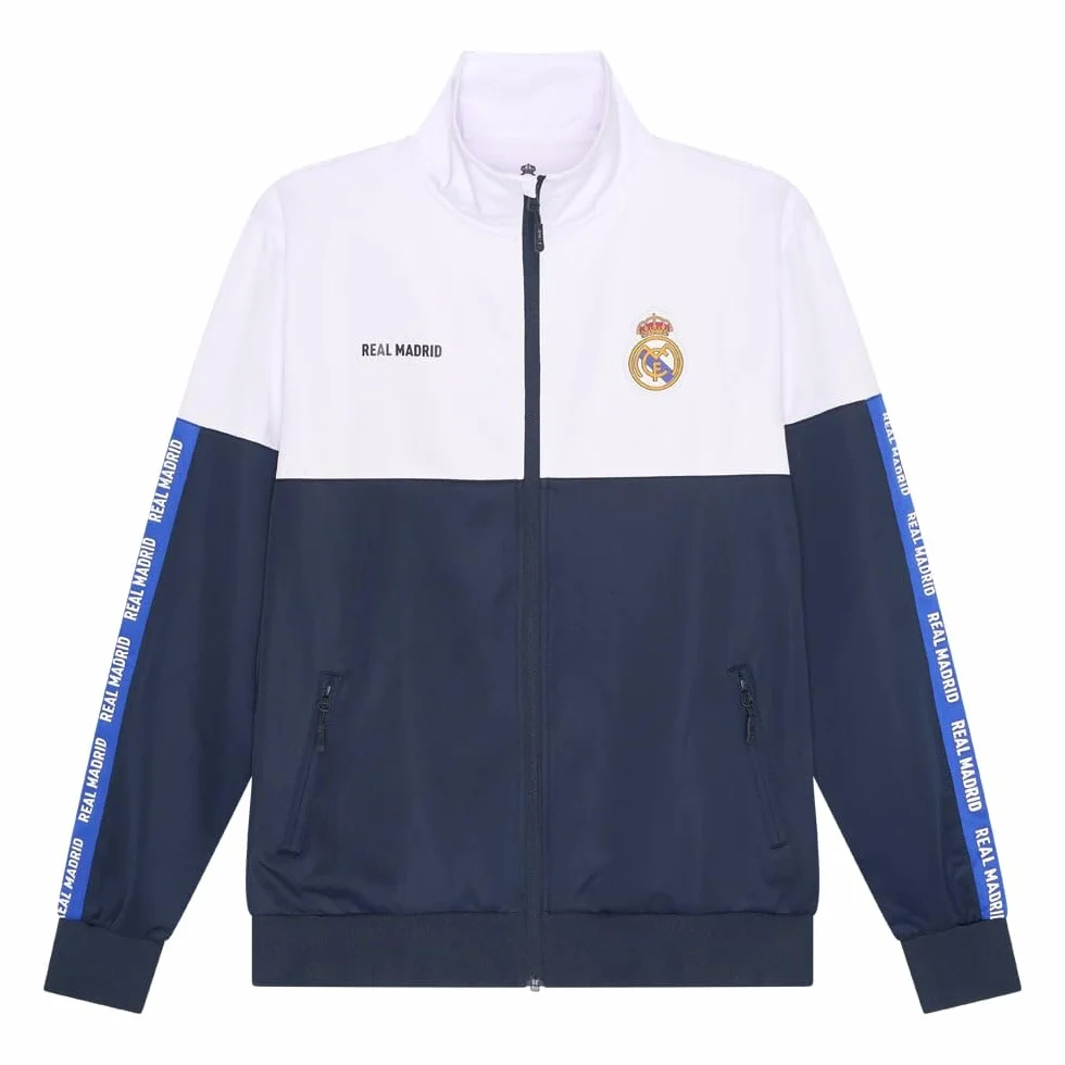Real Madrid Chándal Dos Piezas Chaqueta Blanca y Azul y pantalón Azul Infantil Producto Oficial - 8