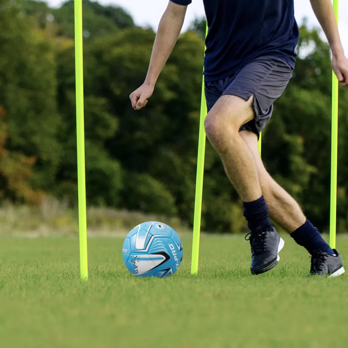 Hy-Pro Bastón de agilidad plegable, con pincho, paquete de 8, bastones de slalom, bastones de entrenamiento, bolsa de transporte, taladros, equipo de entrenamiento, entrenamiento de velocidad,