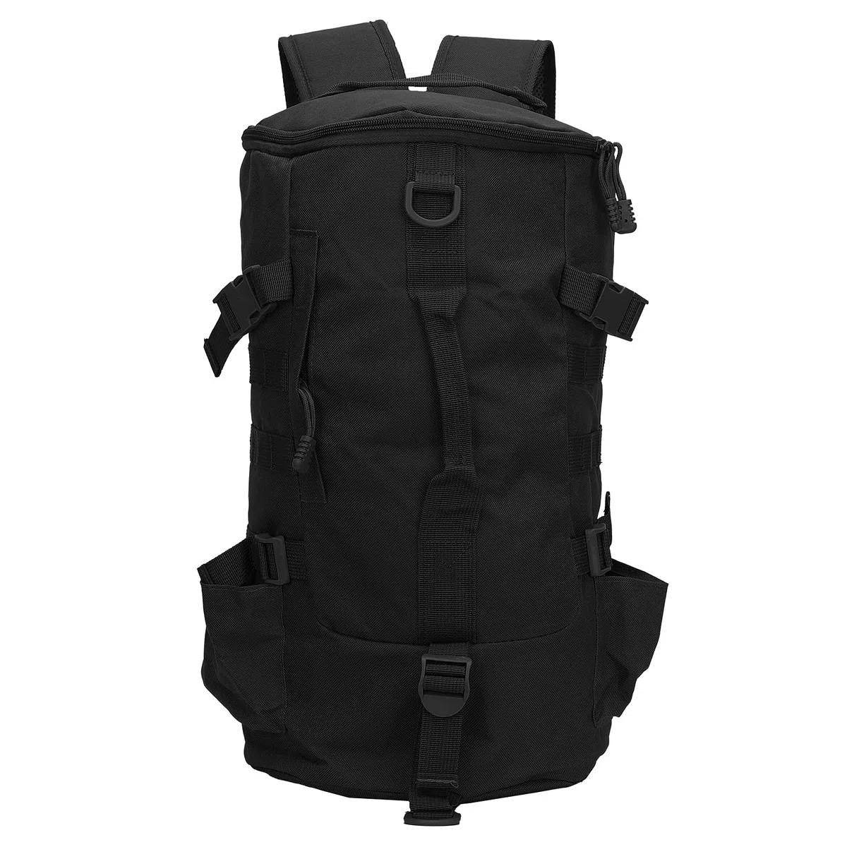 Mochila de pesca impermeable, gran capacidad portable cilíndrico bolsa de varilla de pesca con soporte de barra, equipado con cremallera de alta calidad para la carga de pescado (negro)