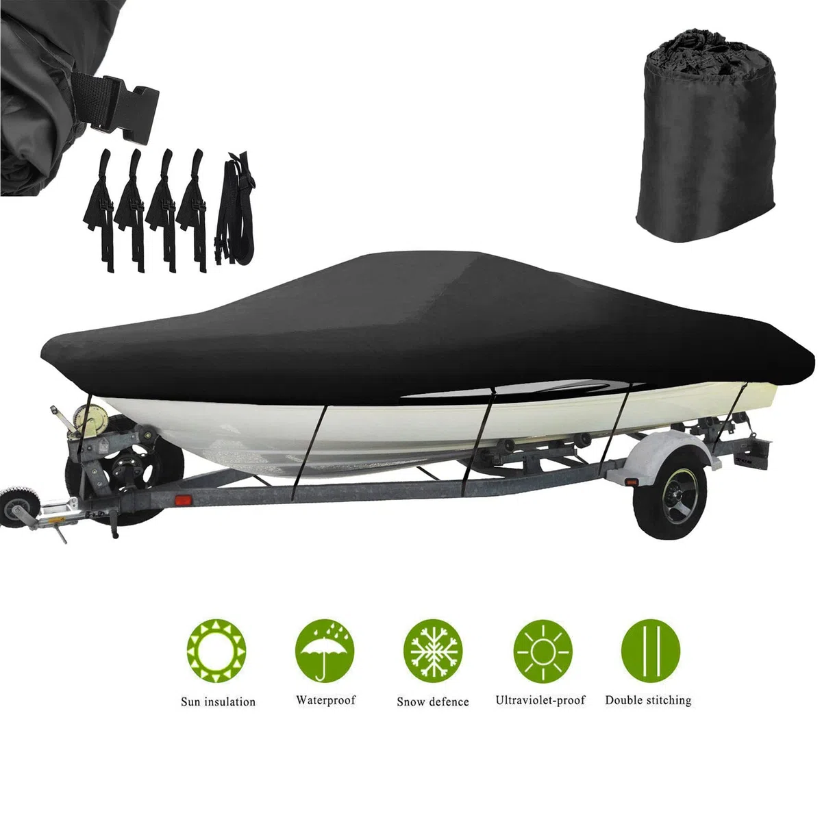 Schleuder Funda para Barco, Resistente 210D/420D de Grado Marino,Tela Oxford Impermeable con protección UV, Casco en V Runabout Jumbo Boat Speedboat Fishing Ski Boat