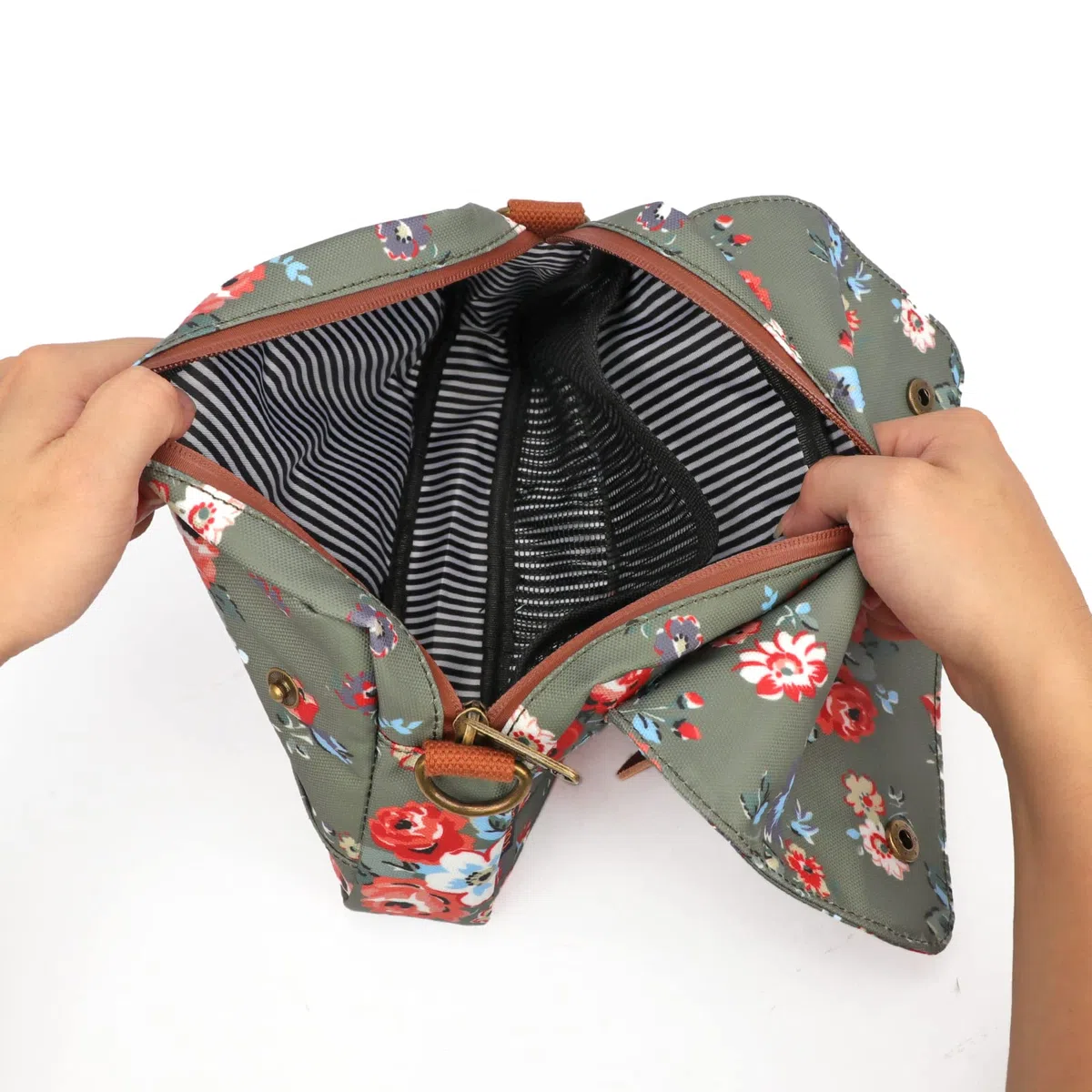TOURBON - Bolsa de Lona Impermeable para Manillar de Bicicleta, diseño de Flores