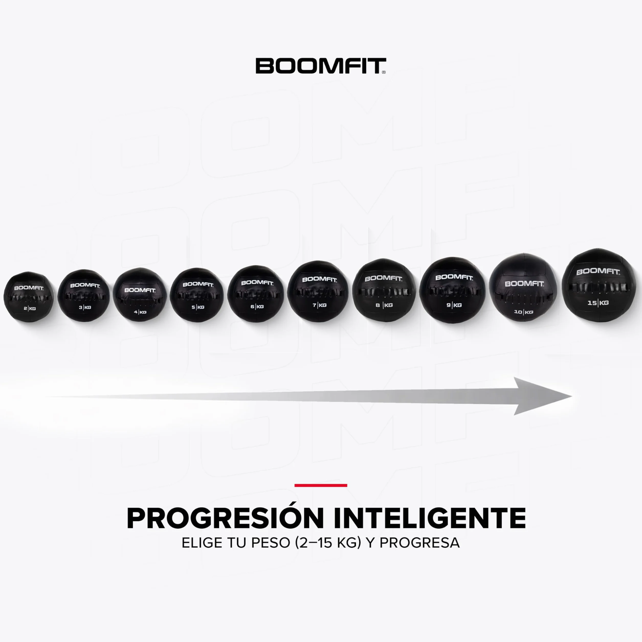BOOMFIT Wall Ball 2–15 kg | Balón Medicinal Antideslizante Superficie Lisa | Carga centrada Estable | Progresión por Pesos sin Cambiar sensaciones | Crossfit, Funcional y HIIT