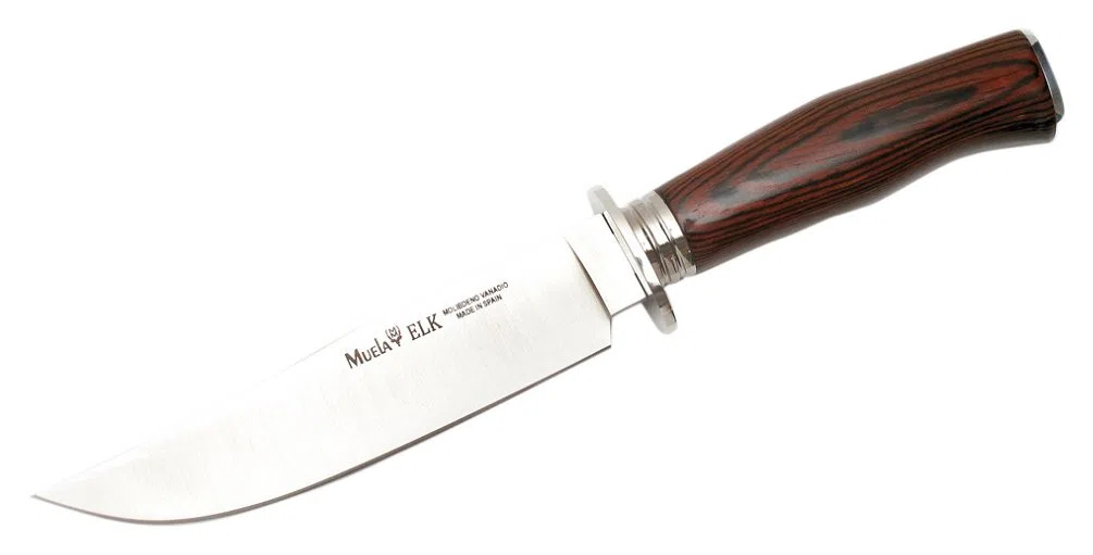 MUELA ELK-14R.I Coral Pakkawood Cuchillo de caza con funda de cuero