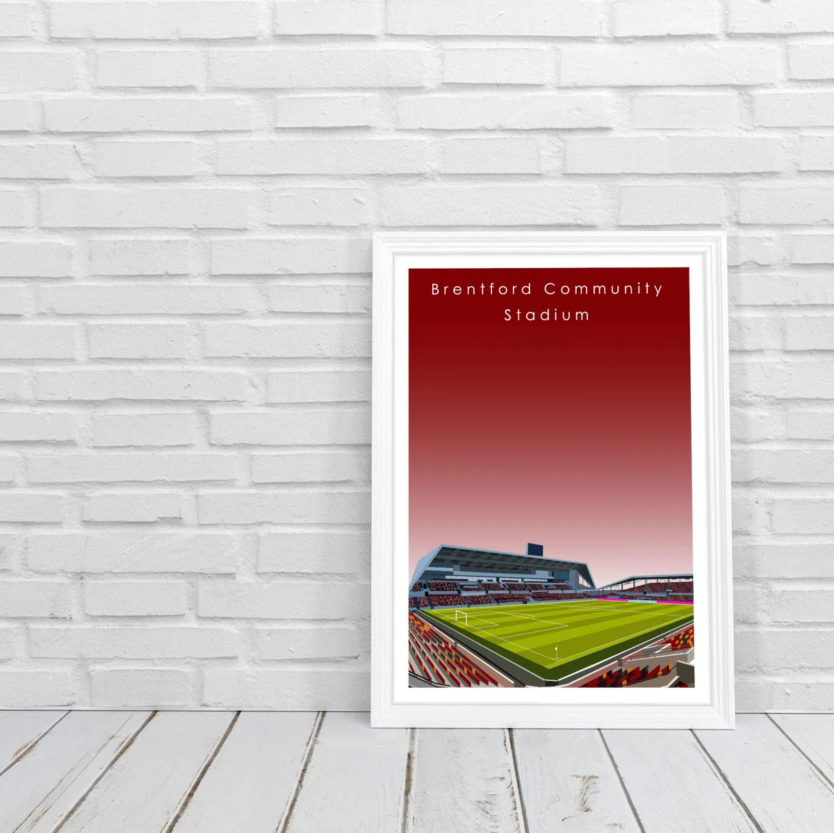 GroundDesigns BRENTFORD FC - Póster de fútbol americano GTECH COMMUNITY Stadium sin marco, tamaño A3, impresión BFC
