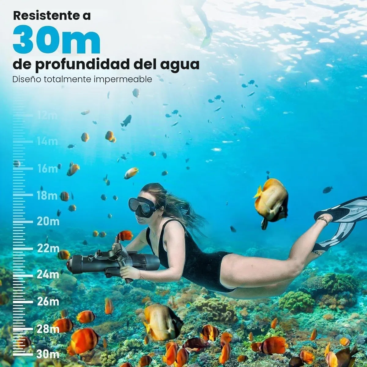 Camolech 900W Aleta eléctrica para SUP - Scooter submarino de alta velocidad de 2,8 m/s con control remoto, tiempo de ejecución de 130 minutos, motor para kayak, equipo multiusos para surf/buceo