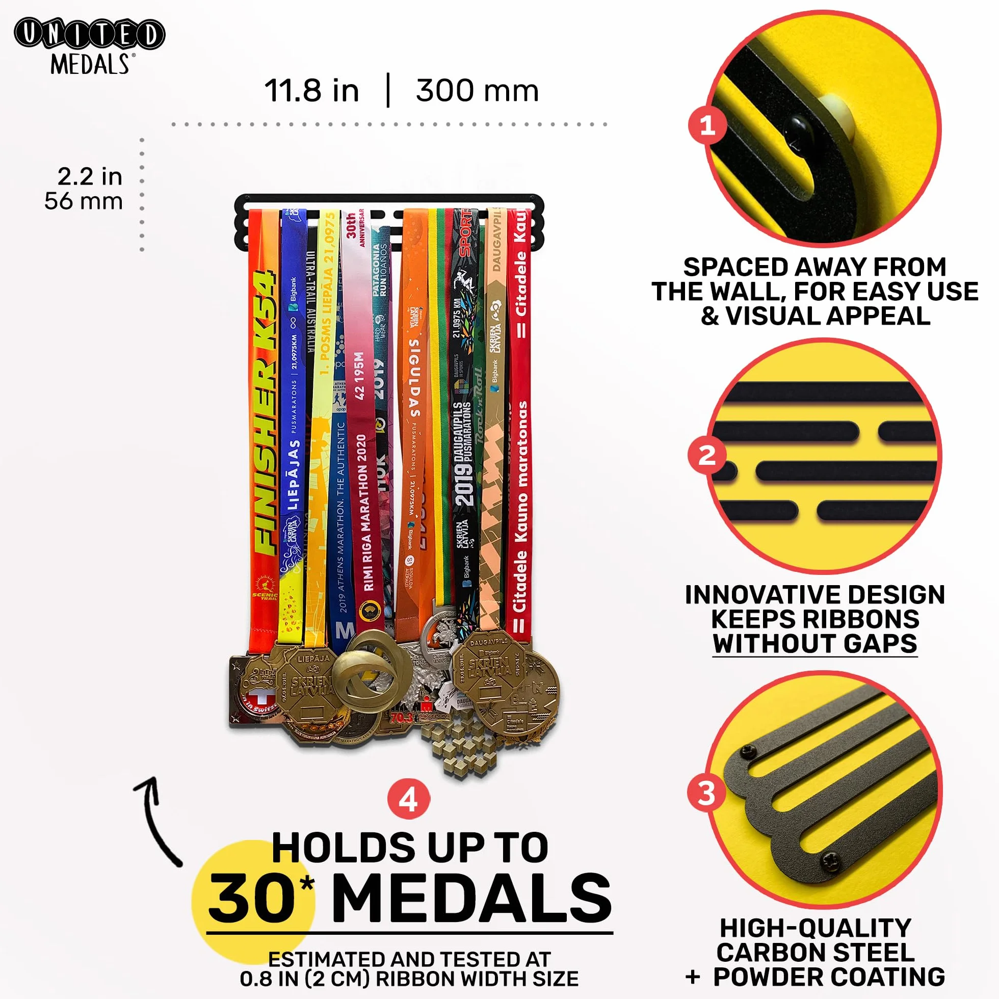 Expositor de medallas invisible deportivo, soporte de medallas de acero, estante de exhibición de premios