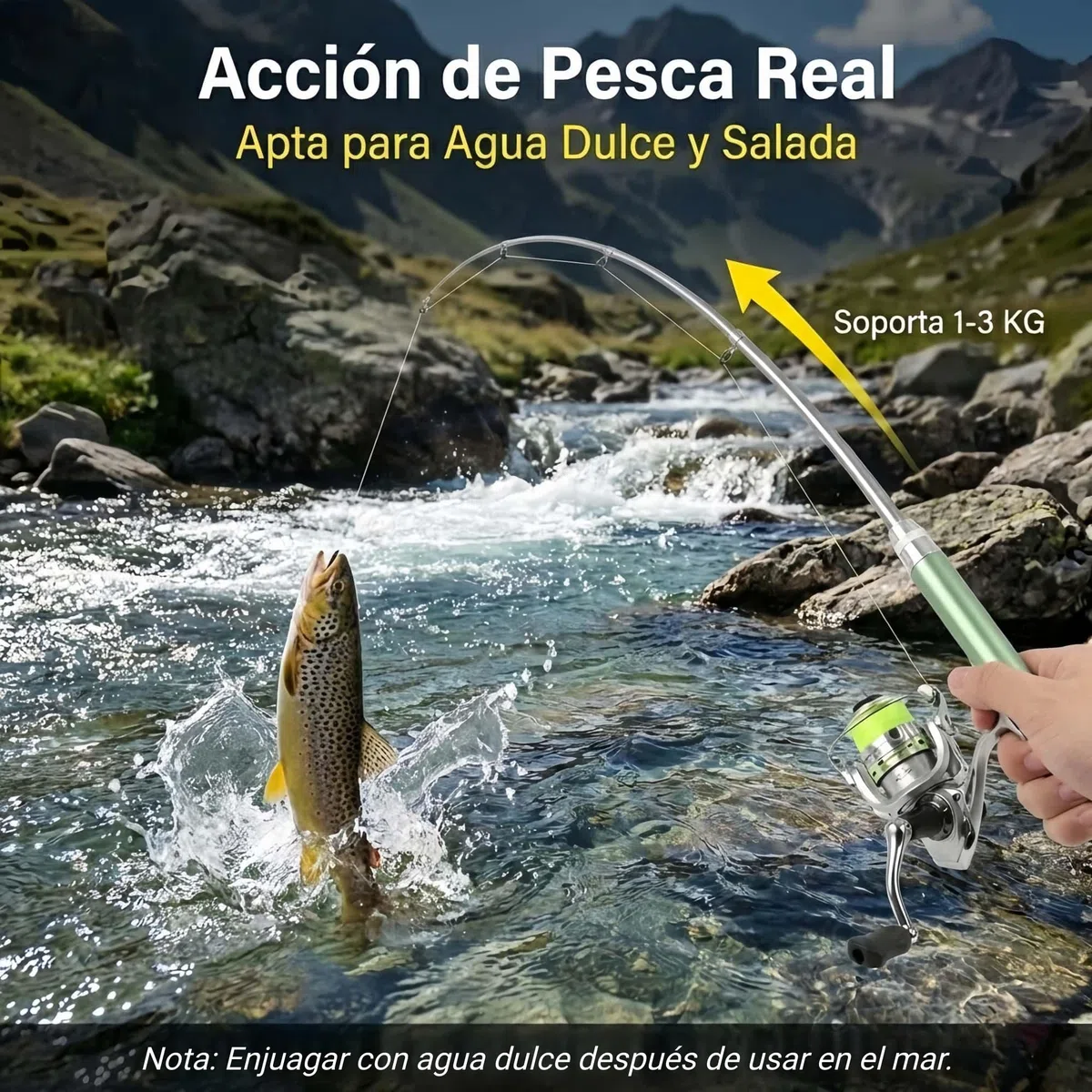 Caña de Pescar Mini bolígrafo portátil, Mini caña de Pescar, Aluminio aviación retráctil Anillo magnético Carrete 2 mas 1BB Ratio 4.3 a 1, Equipo para Hielo río 20 cm (Verde)