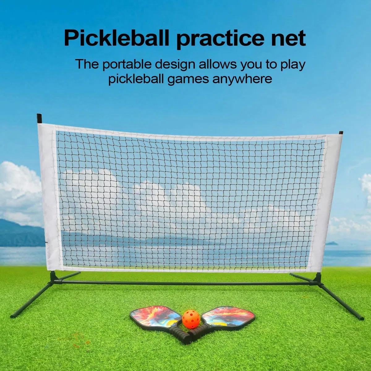 Portable Pickleball Net, Compact Tennis Ball Trainer Net, Quick Setup Pickleball Net, Backyard Pickleball Equipment, Driveway Pickleball Net, Outdoor Pickleball Equipment, Pickleball Net for Park