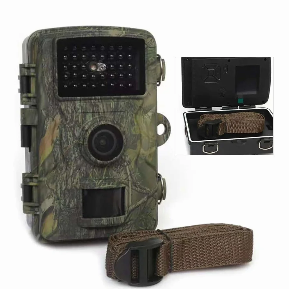 Cámara Fototrampeo 12MP 1080P, Cámara de Caza con Visión Nocturna 40IR y 0.8s de Disparo, IP66 Impermeable para Vida Silvestre, Monitoreo Exterior y Seguridad