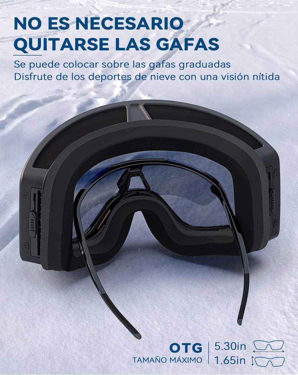 BEACOOL Gafas de Esquí,Anti-niebla, Anti-UV, Chop-Viento,OTG Gafas de ski para usuarios de gafas Hombres Mujeres,para Moto de Nieve, Escalada
