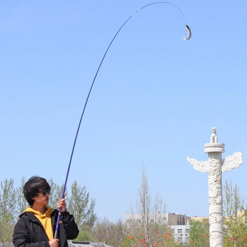 Caña de pescar telescópica de fibra de carbono de 2 7 m, equipo de pesca ligero para un fácil transporte, adecuada para ríos y lagos