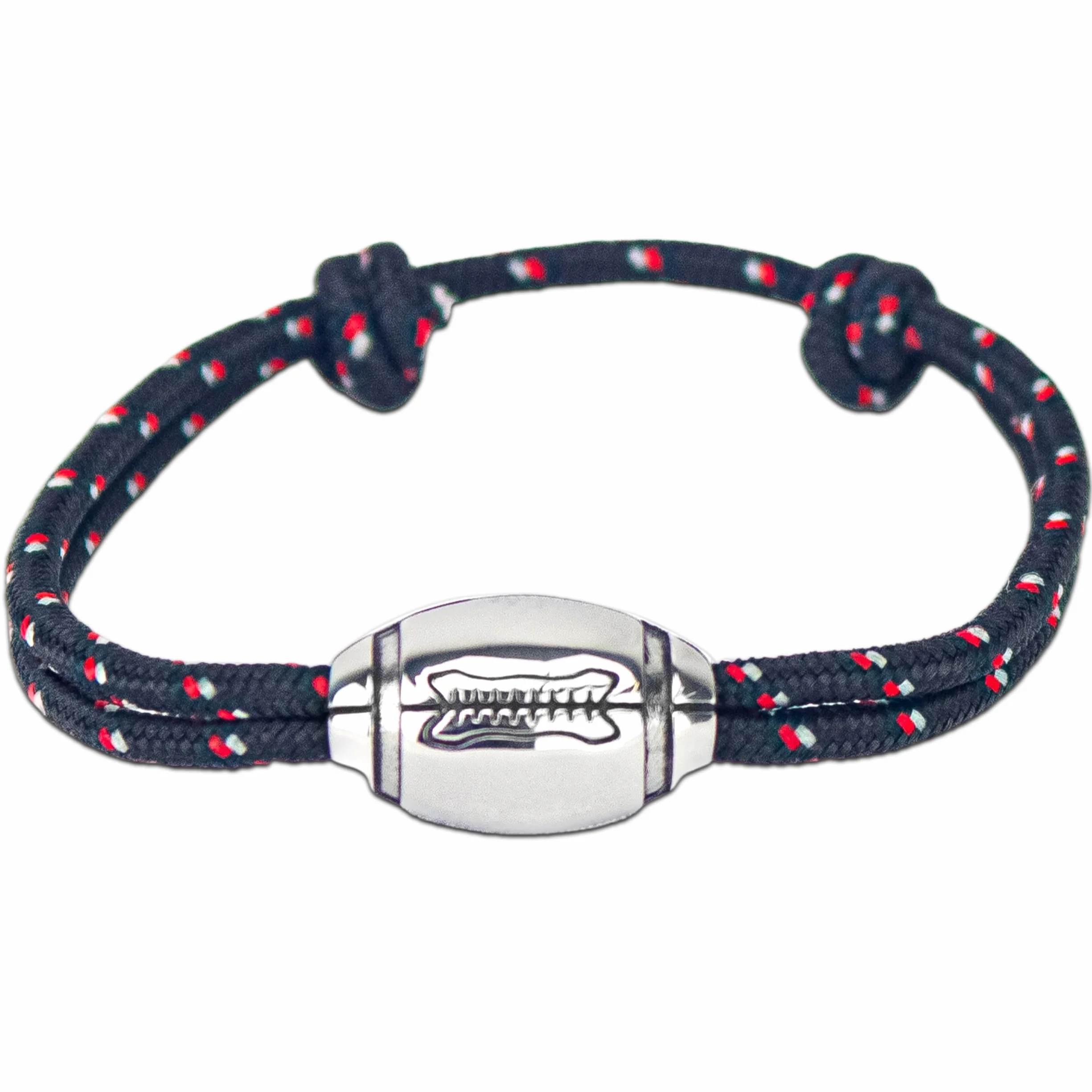 Pulsera de rugby Ernestine Grande Negro Acero inoxidable Nailon