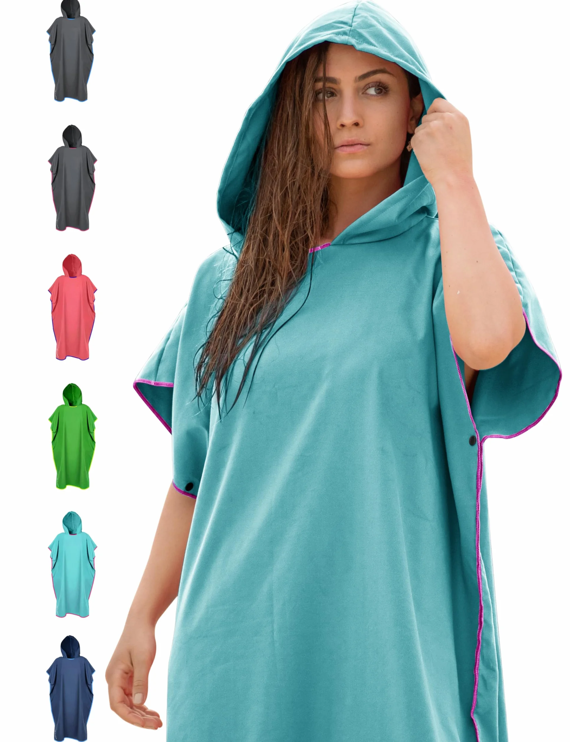 NirvanaShape Toalla Poncho 2 en 1 de Microfibra para Adultos – Albornoz de Secado Rápido y Ayuda para Cambiarse, Ideal para Viaje, Surf, Camping, Sauna y Playa