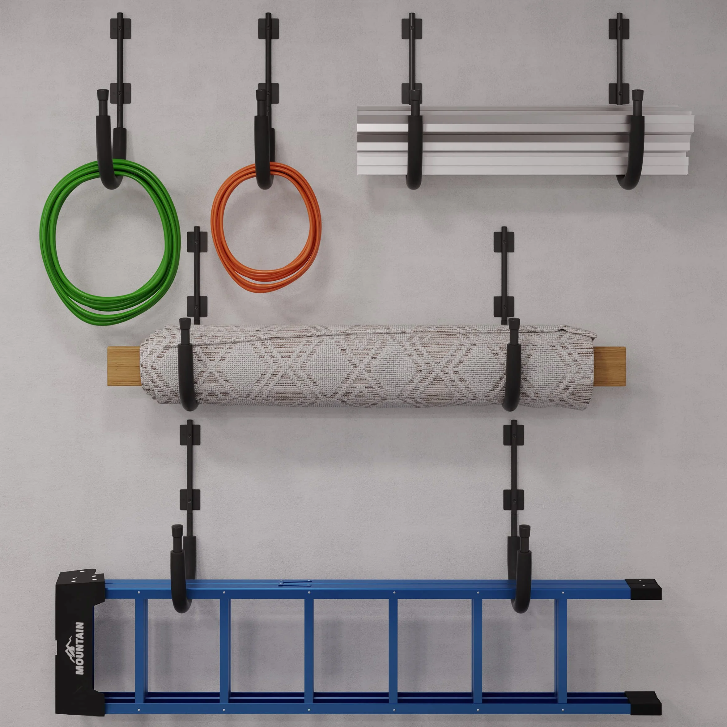 RAD Sportz Ganchos de pared para kayak, capacidad de 100 libras, almacenamiento para garaje o cobertizo, color negro