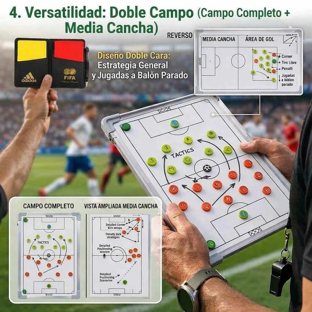 CREADY® Pizarra Entrenador de Futbol 44x31cm, Carpeta Táctica para Entrenar, Regalos para Entrenadores, Pizarra Magnetica Futbol, Pizarra Futbol Entrenador con Fichas Magnéticas y accesorios