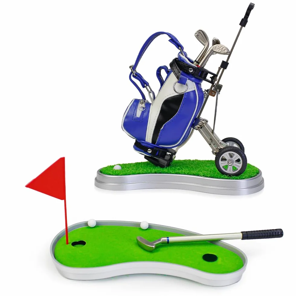 Kofull Sets de Regalo de Golf Juego de Escritorio de Mini Golf, Soporte para bolígrafos de Palo de Golf con Color Verde, Regalo de Escritorio de Oficina