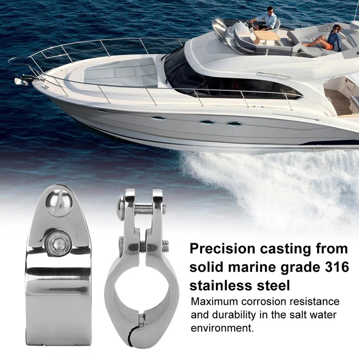 Bimini top para barco con mandíbula con bisagras, 2 piezas de herrajes de acero inoxidable para Bimini top (20 mm, 22 mm,25 mm,30 32 mm)(32mm)