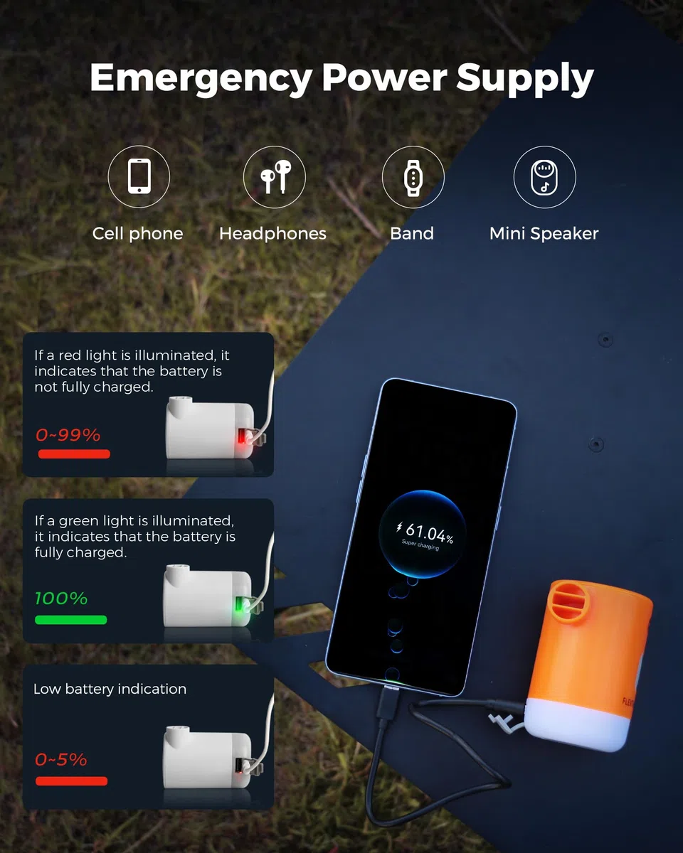 Bomba de Aire eléctrica MAX Pump 2 Pro portátil 4.5 kPa con batería Recargable 3600 mAh, con inflador desinflador Ajustable Las linternas Camping se utilizan para flotadores Piscinas, colchones Aire
