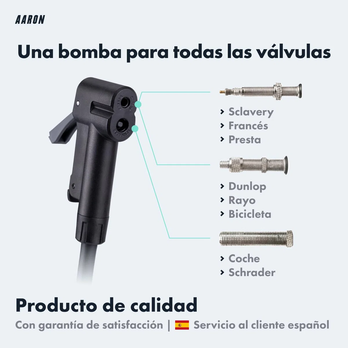 AARON Sport One - Bomba de pie para Bicicleta manómetro para Todo Tipo de válvulas, con Accesorio para Pelotas, Amarillo