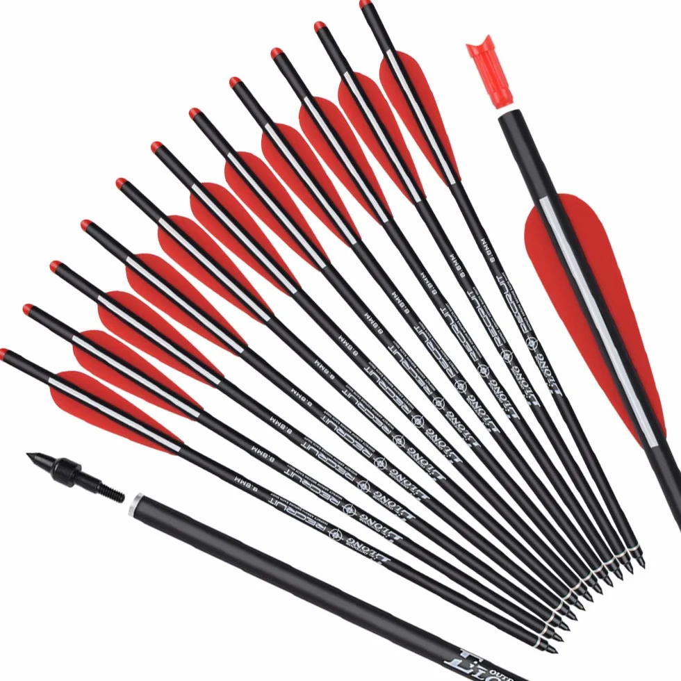 NIKA ARCHERY 12 Piezas de Pernos de Ballesta Flechas de Carbono 16 18 20 Pulgadas Flechas de Ballesta para Ballesta Caza Tiro con Arco práctica de Tiro