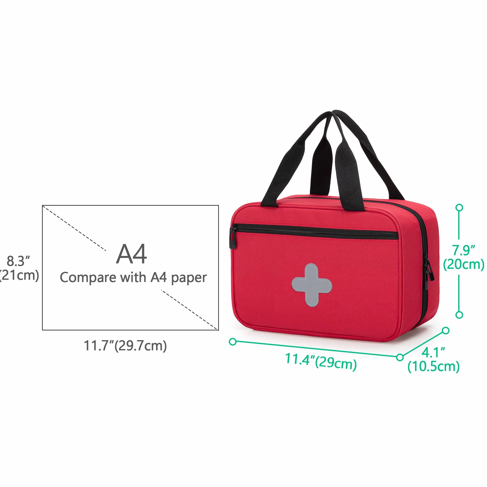 CURMIO Bolsa de Primeros Auxilios, Botiquín de Emergencia para Senderismo, Acampada, Coche, Viajes, Hogar y Exteriores, Bolsa Médica Vacía, Rojo