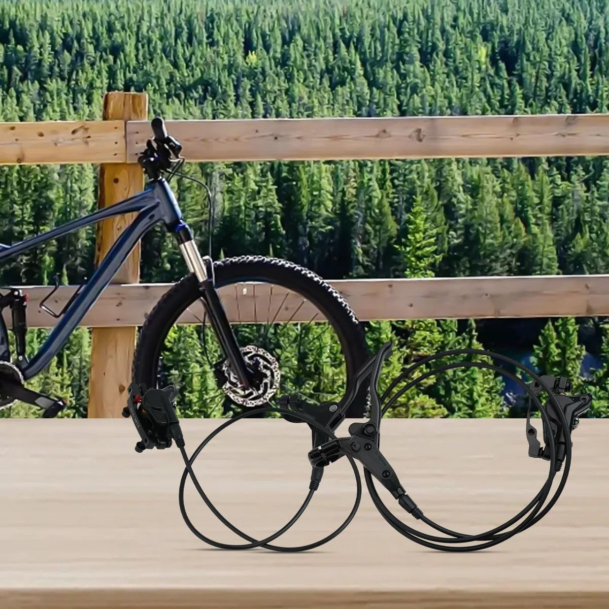 Juego de frenos hidráulicos para bicicleta de montaña, frenos de disco para bicicleta, juego de frenos de disco para bicicleta de 160 mm, para delantero 850 mm y trasero 1350 mm, juego de