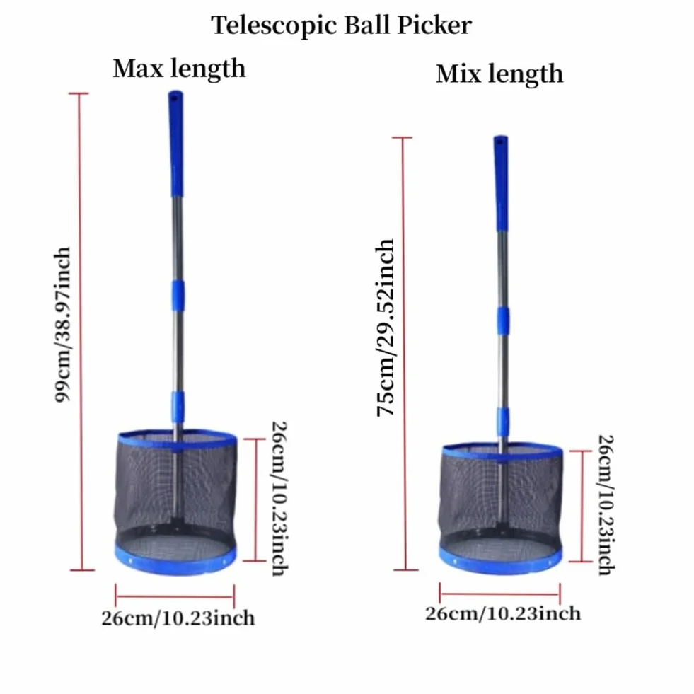 Recolector de pelotas de tenis de mesa ajustable, recogedor de pelotas de ping pong ajustable con capacidad para alrededor de 120 pelotas de tenis de mesa, longitud ajustable, para recoger y