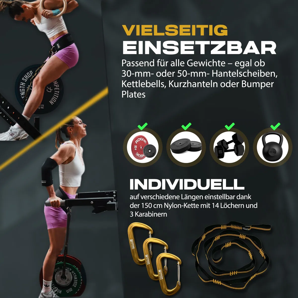 Dip Belt - Cinturón de peso con cadena de nailon para deportes de fuerza, peso inferior a 500 g, capacidad de carga de 300 kg